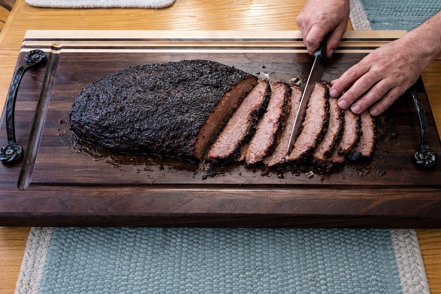 CnJ Brisket Master cutting board with brisket